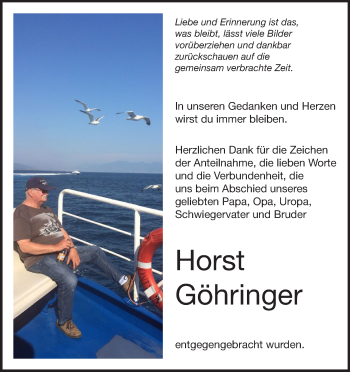 Traueranzeige von Horst Göhringer von Heidenheimer Zeitung