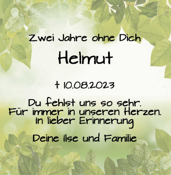 Traueranzeige von Helmut Schmelzer von Heidenheimer Zeitung