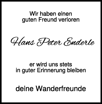 Traueranzeige von Hans-Peter Enderle von Heidenheimer Zeitung