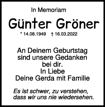 Traueranzeige von Günter Gröner von Heidenheimer Zeitung