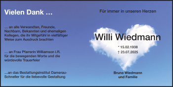 Traueranzeige von Willi Wiedmann von Heidenheimer Zeitung
