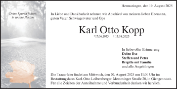 Traueranzeige von Karl Otto Kopp von Heidenheimer Zeitung