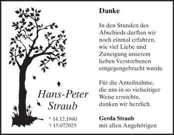 Traueranzeige von Hans-Peter Straub von Heidenheimer Zeitung