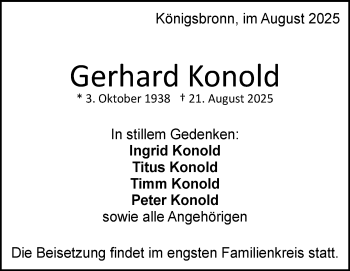 Traueranzeige von gerhard Konold von Heidenheimer Zeitung