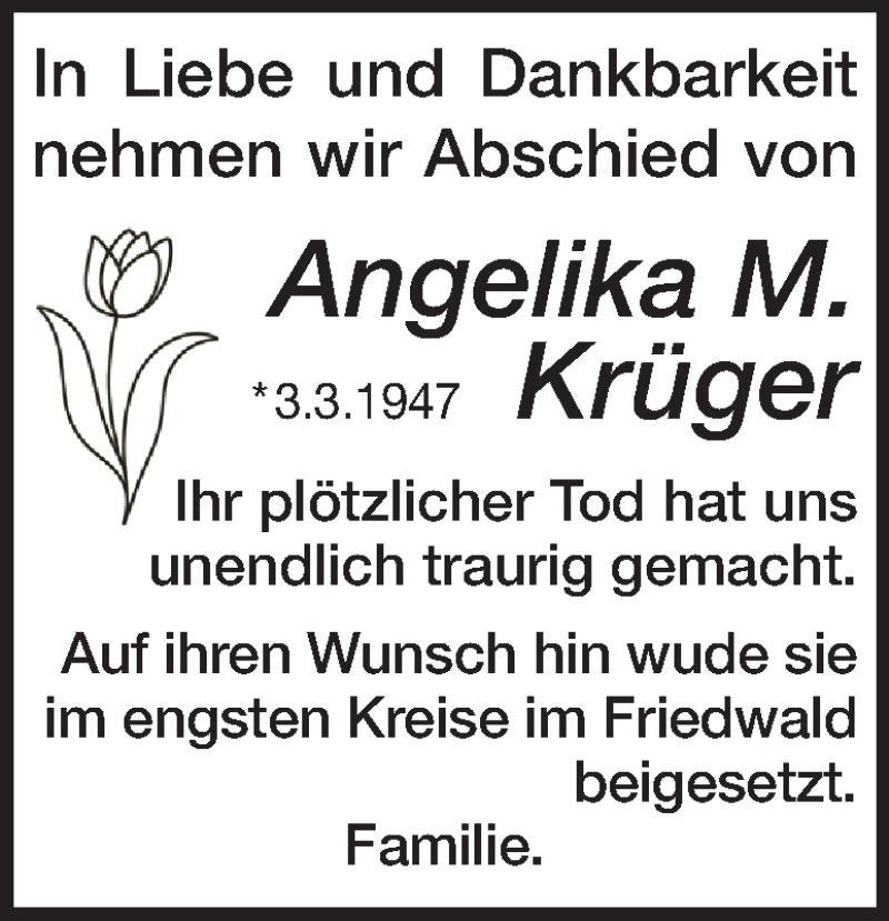  Traueranzeige für Angelika Krüger vom 09.08.2025 aus Heidenheimer Zeitung