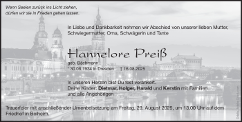 Traueranzeige von Hannelore Preiß von Heidenheimer Zeitung