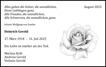 Traueranzeige von Heinrich Gerold von Heidenheimer Zeitung