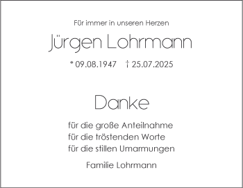 Traueranzeige von Jürgen Lohrmann von Heidenheimer Zeitung