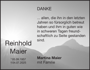 Traueranzeige von Reinhold Maier von Heidenheimer Zeitung