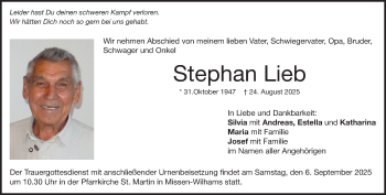Traueranzeige von Stephan Lieb von Heidenheimer Zeitung