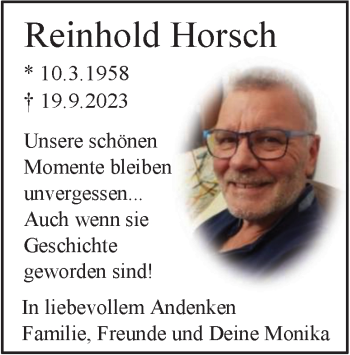 Traueranzeige von Reinhold Horsch von Heidenheimer Zeitung