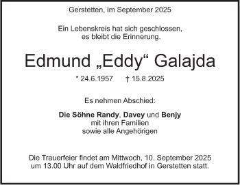 Traueranzeige von Edmund Galajda von Heidenheimer Zeitung