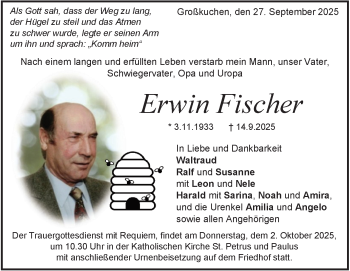 Traueranzeige von Erwin Fischer von Heidenheimer Zeitung