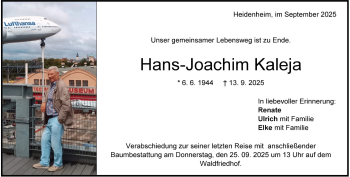 Traueranzeige von Hans-Joachim Kaleja von Heidenheimer Zeitung