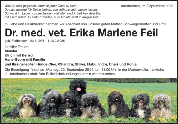 Traueranzeige von Erika Marlene Feil von Heidenheimer Zeitung