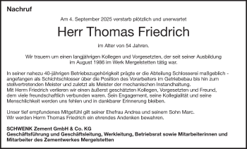 Traueranzeige von Thomas Friedrich von Heidenheimer Zeitung
