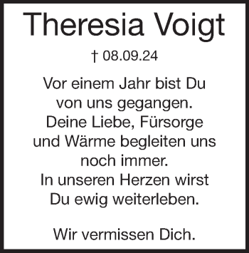 Traueranzeige von Theresia Voigt von Heidenheimer Zeitung