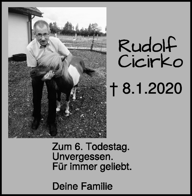  Traueranzeige für Rudolf Cicirko vom 08.01.2026 aus Heidenheimer Zeitung