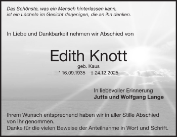 Traueranzeige von Edith Knott von Heidenheimer Zeitung