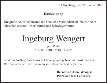 Traueranzeige von Ingeburg Wengert von Heidenheimer Zeitung