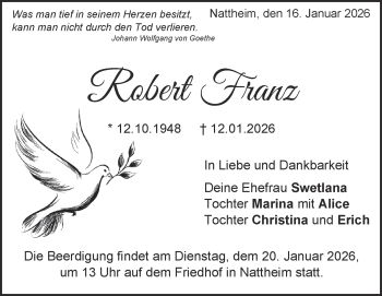 Traueranzeige von Robert Franz von Heidenheimer Zeitung