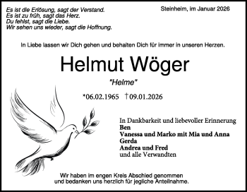 Traueranzeige von Helmut Wöger von Heidenheimer Zeitung