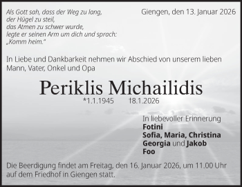 Traueranzeige von Periklis Michailidis von Heidenheimer Zeitung