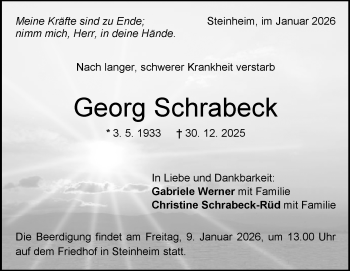 Traueranzeige von Georg Schrabeck von Heidenheimer Zeitung