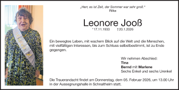 Traueranzeige von Leonore Jooß von Heidenheimer Zeitung