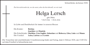 Traueranzeige von Helga Lersch von Heidenheimer Zeitung