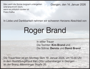 Traueranzeige von Roger Brand von Heidenheimer Zeitung