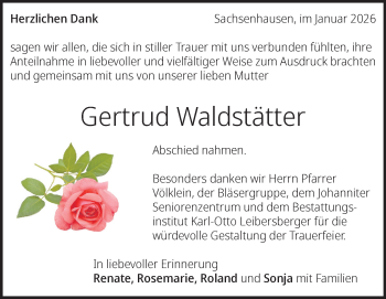 Traueranzeige von Gertrud Waldstätter von Heidenheimer Zeitung