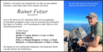 Traueranzeige von Rainer Fetzer von Heidenheimer Zeitung