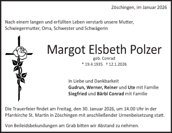 Traueranzeige von Margot Elsbeth Polzer von Heidenheimer Zeitung