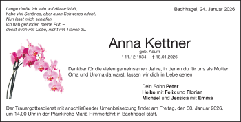 Traueranzeige von Anna Kettner von Heidenheimer Zeitung