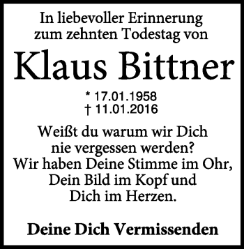 Traueranzeige von Klaus Bittner von Heidenheimer Zeitung