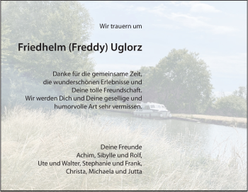 Traueranzeige von Friedhelm Uglorz von Heidenheimer Zeitung
