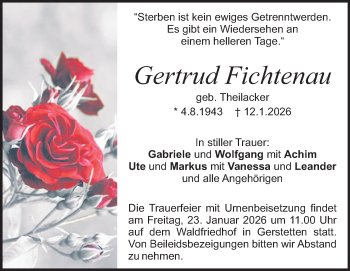 Traueranzeige von Gertrud Fichtenau von Heidenheimer Zeitung