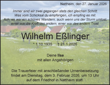 Traueranzeige von Wilhelm Eßlinger von Heidenheimer Zeitung
