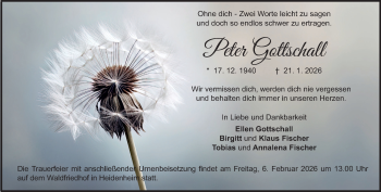 Traueranzeige von Peter Gottschall von Heidenheimer Zeitung