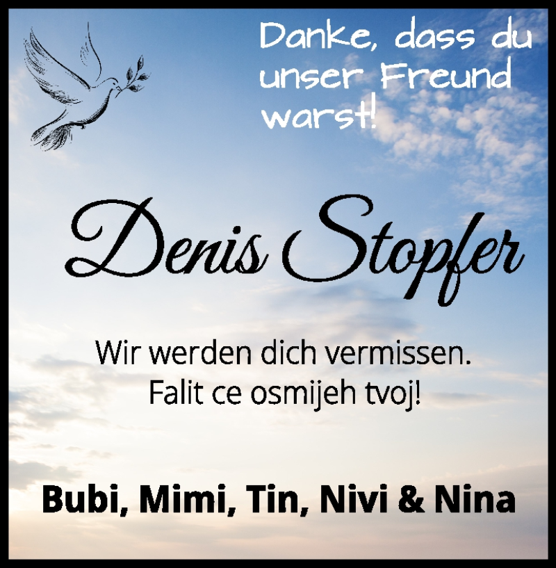  Traueranzeige für Denis Stopfer vom 18.02.2026 aus Heidenheimer Zeitung
