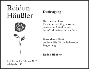 Traueranzeige von Reidun Häußler von Heidenheimer Zeitung