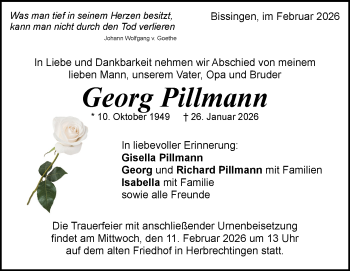Traueranzeige von Georg Pillmann von Heidenheimer Zeitung
