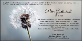 Traueranzeige von Peter Gottschall von Heidenheimer Zeitung