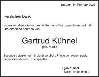 Traueranzeige von Gertrud Kühnel von Heidenheimer Zeitung