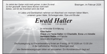 Traueranzeige von Ewald Haller von Heidenheimer Zeitung