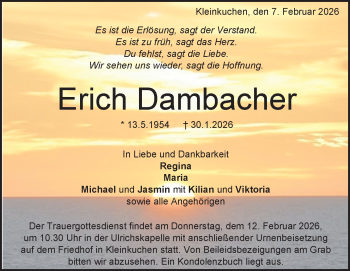 Traueranzeige von Erich Dambacher von Heidenheimer Zeitung