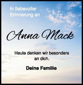 Traueranzeige von Anna Mack von Heidenheimer Zeitung