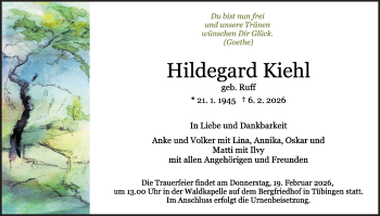 Traueranzeige von Hildegard Kiehl von Heidenheimer Zeitung